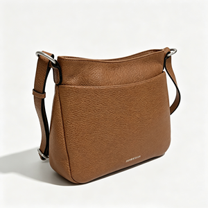 <b>Soft</b> Tan Genuine <b>Leather</b> Crossbody Bag Front Slip Pocket Back Zipper Pocket Casual Women Handbag - Product Image 3
