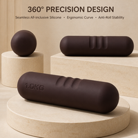 Haltères en fonte marron durables avec logo personnalisé et revêtement en silicone pour Yoga, Pilates, Aérobic et Entraînement de Force 1/1,5/2/2,5 KG