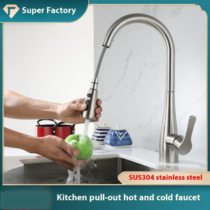 Robinet de <span class=keywords><strong>cuisine</strong></span> extractible chaud/froid en acier inoxydable gris anthracite, design moderne, rotation à 360 degrés, vente en gros - Product Image 6