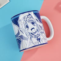 Vente en gros de tasses à café en céramique personnalisées avec impression d'anime et de dessins animés, sublimation, porcelaine, 300-400 ml, compatibles lave-vaisselle et micro-ondes