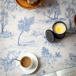 Tùy Chỉnh Thiết Kế Màu Xanh Hoa In Mô Hình Khăn Trải Bàn Thông Hình Chữ Nhật Faux Linen Cho Đám Cưới Nhà Tiệc Nội Thất Dùng Một Lần - Product Image 3