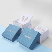 Cajas de Embalaje de Joyería de Papel Azul Brillante con Logotipo Personalizado de Sunny Pack, Juego de Cajas de Embalaje con Tapa y Base