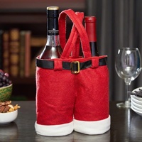 Sac fourre-tout de Noël en gros, motif Père Noël, sac cadeau rouge pour bonbons, porte-bouteille de vin pour décorations de fête de Noël