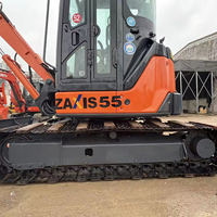 Excavadora de orugas hidráulica HITACHI ZX55 de 5.5 toneladas, usada, duradera, de origen japonés, para construcción en zonas rurales, plantación de árboles y excavación de agujeros.