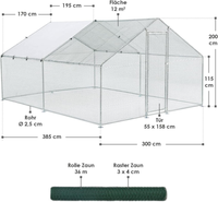 Gallinero Moderno Galvanizado en Caliente de 8*3*2 Metros con Cubierta Impermeable para Jardín