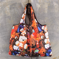 Sac de voyage pliable surdimensionné en nylon imperméable, motif dessin animé japonais, grand format, écologique, pour le shopping et le rangement