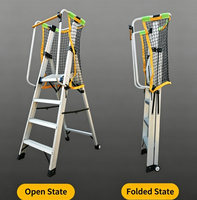 Plateforme de travail mobile pliable en aluminium avec cage de sécurité pour usage industriel en mezzanine