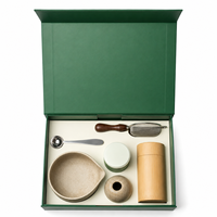 Ensemble de thé matcha avec logo personnalisé, bol en céramique complet, fouet en bambou, boîte, tamis, cuillère, coffret cadeau matcha OEM, kit de préparation