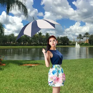 Creative and personalized automatic blue white long handle magnolia flower petal umbrella, rain and shine dual purpose umbrella