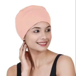 Chapeau en bambou pour patientes atteintes de cancer, bonnet de chimiothérapie pour femmes, bonnet de sommeil uni, respirant et imperméable, ajustable, rose corail, taille moyenne 1 - Product Image 1