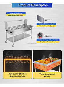 Leegin Commercial Buffet Bain Marie <b>Food</b> <b>Warmer</b> Electric Steam Heater Glass Guard Wheels Energy Saving Mode 60-80C Temperature - Product Image 3