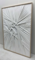 Décoration Murale JZ Home : Tableau Abstrait 3D en Tissu Fait Main, Art Mural Mixte Encadré, Peinture Waibi Sibi