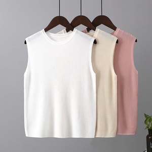 Camisola fina sin mangas para <span class=keywords><strong>mujer</strong></span>, ropa <span class=keywords><strong>interior</strong></span> de verano, top de punto con cuello redondo - Product Image 1