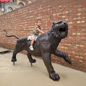 YOUFINE 맞춤형 야외 풍경 동물 동상 실물 크기 야생 동물 정원 예술 장식 청동 도약 호랑이 조각 - Product Image 6