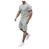 Vente en gros Nouvel arrivage Personnalisé 100% Polyester Tshirt Blanc Décontracté Costumes Marque Privée T-shirt Shorts 2 Pièces Ensemble Hommes Shorts Ensembles