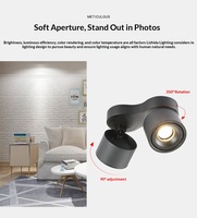 Luminaire COB moderne et minimaliste pour restaurant, pliable, double tête, à montage en surface, source lumineuse à CRI 90, 360° °   Downlight à cardan rotatif