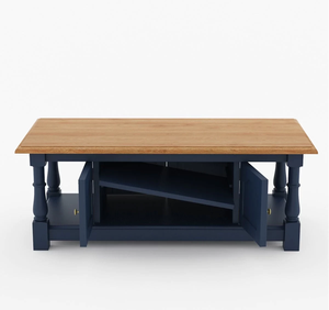 Mesa de Centro Azul con Almacenamiento, Madera Sólida, Mueble Moderno para Sala de Estar, Amplio Compartimento con Cajones, Duradera y Elegante - Product Image 5