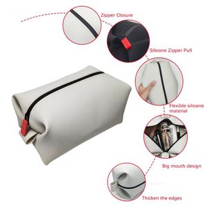 Custom Logo Water-Resistant Zipper Soft Handle Large Capacity Travel <b>Case</b> Silicone Cosmetics Organizer <b>Makeup</b> Pouch - Product Image 6