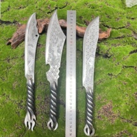 Zuur Etsen Patroon Hakmes Met Gedraaid Handvat Handgesmeed Hoge Carbon Mes Voor Keuken Full Tang Eendelig Slagersmes