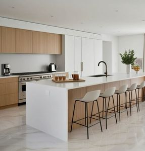 Cbmmart thanh lịch gỗ sồi trắng MDF gỗ ván ép carcase lắp ráp tủ bếp với đảo thanh lịch vượt thời gian - Product Image 6