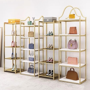 Idées de <span class=keywords><strong>décoration</strong></span> pour présentoir de chaussures, présentoirs de chaussures pour boutique, étagères de présentation de chaussures en or brillant pour <span class=keywords><strong>magasin</strong></span> de détail - Product Image 2