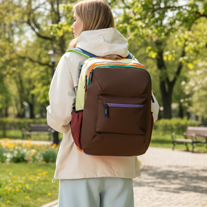 กระเป๋าเป้แฟชั่นลำลองพร้อมดีไซน์การจับคู่สีที่หลากหลาย กระเป๋านักเรียนทันสมัย กระเป๋านักเรียนเรียบง่ายสำหรับเยาวชนและวัยรุ่น - Product Image 3