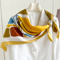 Foulard imprimé en twill, grand carré, petit foulard en soie parfumée, châle décoratif anti-plis pour femme en polyester