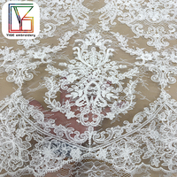 Tissu de dentelle guipure française de luxe, style européen, pour robe de mariée, tissu brodé avec des paillettes, pour femmes