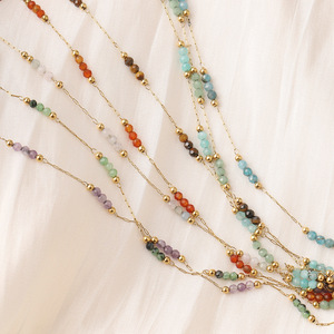 Crystal Beaded Chain <b>Bracelet</b> Stainless Steel Colorful Loose Beads Women's Jewelry Everyday Wear - Product Image 4