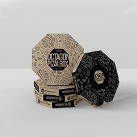 Boîte à pizza hexagonale personnalisée avec logo imprimé, boîte d'emballage alimentaire en papier kraft pour restaurant à emporter