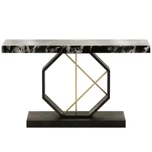 foshan factory custom luxury italian hallway furniture natural marble black red console table living room