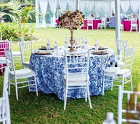 Nappe Ronde en Polyester à Imprimé Floral Décoratif pour Mariages, Fêtes et Banquets