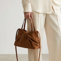 Sac fourre-tout en cuir suédé drapé, élégant et discret, pour femme, sac à bandoulière, design original, logo personnalisé, directement de l'usine