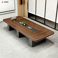 Table de conférence rectangulaire en bois de luxe moderne sur mesure JIUSHUN pour salle de réunion de bureau