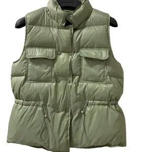 <span class=keywords><strong>Gilet</strong></span> en duvet de canard blanc pour <span class=keywords><strong>femme</strong></span>, court, coupe-vent, léger, <span class=keywords><strong>sans</strong></span> manches, mi-long, hiver - Product Image 1