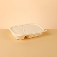 Barquette alimentaire jetable à 2 compartiments, anti-fuite, compatible micro-ondes, avec couvercle, écologique