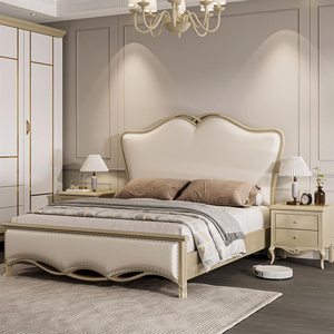 Lit en bois massif de chêne américain, style classique et moderne, confortable, meubles de chambre à coucher - Product Image 3