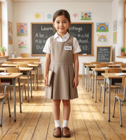 Robe sans manches unie pour filles, avec ourlet plissé, col rond, robe trapèze pour enfants, robe décontractée et confortable pour enfants
