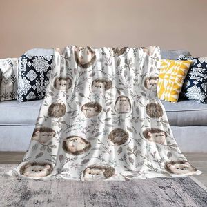 Cute Hedgehog Flannel Blanket <b>Throw</b> Blanket Nap Blanket Lightweight Breathable <b>for</b> Bed Sofa <b>Couch</b> Custom Print OEM ODM - Product Image 5
