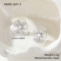 Anting-anting bunga berongga berlapis emas asli terbaru dari stainless steel, anting-anting tusuk wanita berhiaskan zircon berbentuk hati, perhiasan mode.