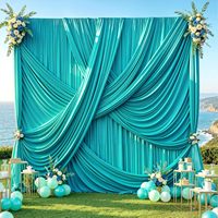 Tirai Pesta Anti Kusut Warna Merah untuk Dekorasi Latar Belakang Pernikahan, Baby Shower, Ulang Tahun, Dapat Disesuaikan