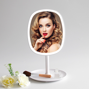 <span class=keywords><strong>2025</strong></span> Bán hàng nóng bán buôn thời trang xách tay hình bầu dục LED máy tính để bàn trang điểm gương với lưu trữ đĩa - Product Image 2