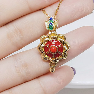 Pendentif Lotus rotatif bouddhiste tibétain pour hommes <span class=keywords><strong>et</strong></span> femmes, collier de prière Mantra, Six mots, collier de méditation, bijou cadeau, - Product Image 1