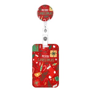 Cross-border embossed card <b>holder</b>, Santa Claus retractable easy-pull buckle name tag/<b>ID</b> card <b>holder</b>, MERRY CHRISTMAS - Product Image 5