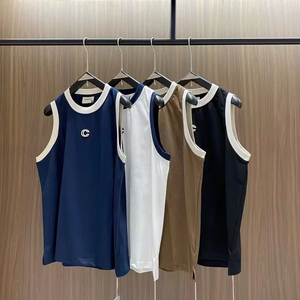 Mùa Hè Thời Trang Thiết Kế Màu Sắc Tương Phản Phòng Tập Thể Dục Tank Top Thời Trang Đường Phố Quan Hệ Nhân Quả Thể Thao Vest Unisex Không Tay Thêu Tùy Chỉnh Người Đàn Ông SINGlet - Product Image 1