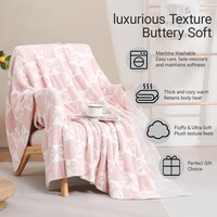 Plaid en tricot à carreaux roses avec motif nœud, en microfibre douce, moelleuse et confortable pour lit, canapé et décoration intérieure