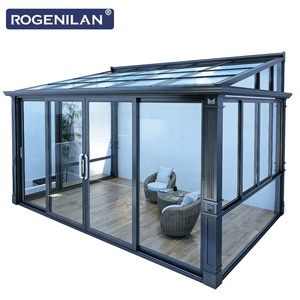 Véranda de jardin moderne ROGENILAN, résistante aux ouragans, double vitrage, aluminium, économie d'énergie, vitrage Low-E, vérandas extérieures - Product Image 1