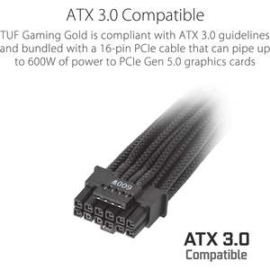 ASUS TUF อุปกรณ์ระบายความร้อนด้วยอากาศสีทอง1200วัตต์โมดูลาร์เต็มรูปแบบรองรับ3.0 ATX 80 PLUS ได้รับการรับรองสีทอง - Product Image 6