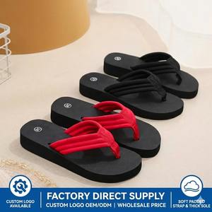 Wholesale <b>Ladies</b> Soft Platform <b>Flip</b> <b>Flops</b> Comfortable Padded Strap Beach Sandals Factory Direct Custom Logo - Product Image 1