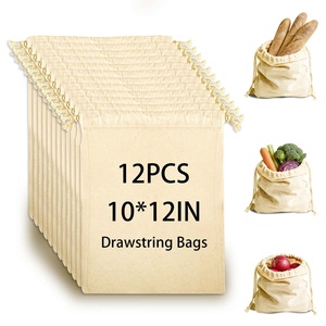 Envío Gratis, Bolsa Plegable con Cordón de 10x12 Pulgadas, 100% Algodón, Logotipo Personalizado, Bolsa Pequeña Reutilizable para Pan, Bolsa de Regalo de Algodón para Empaque - Product Image 1